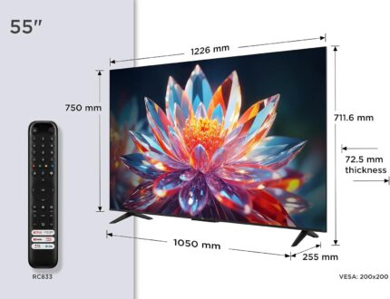 TCL 55T6C 55 Zoll QLED Fernseher, 4K UHD Fire TV, HDR10+, Dolby Vision & Atmos, Smart TV mit Sprachsteuerung mit Alexa, Google Cast & AirPlay 2