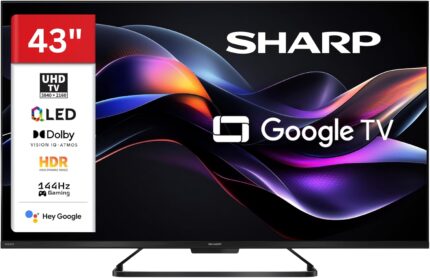 Sharp 43HR7765E QLED Fernseher 43 Zoll Google TV - 4K UHD Smart TV mit HDR Dolby Vision IQ, 144 Hz VRR Gaming, Dolby Atmos, AQUOS Wireless Surround, Google Assistant und Triple-Tuner (2026)