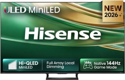 Hisense 65E8DS Fernseher 65 Zoll, 4K UHD, Hi-QLED Mini LED, Smart TV, 144Hz, Hi-View AI Engine, Dolby Vision.Atmos, Unibody Slim, FreeSync Premium, AI-Lichtsensor, Game Bar, Tuned by Devialet