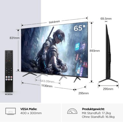 TCL 65T8D QD-Mini LED 65 Zoll Fernseher, 4K Smart TV, Google TV, 144 Hz, 2026