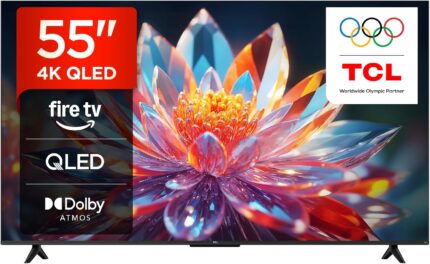 TCL 55T6C 55 Zoll QLED Fernseher, 4K UHD Fire TV, HDR10+, Dolby Vision & Atmos, Smart TV mit Sprachsteuerung mit Alexa, Google Cast & AirPlay 2