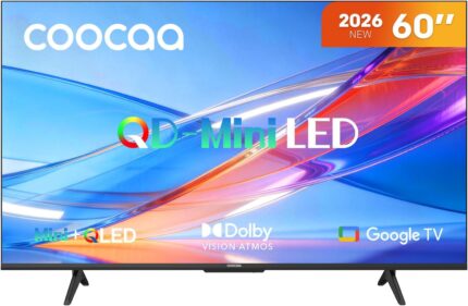 coocaa 60 Zoll Fernseher QD-Mini LED TV, 4K Smart TV mit Google TV, HDR10+, Dolby Vision&Atmos, Local Dimming, MEMC Bewegungsglättung, S AI Prozessor, Triple Tuner DVB-T2/C/S2, 60CGNH70Z (2026)