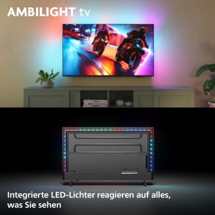 PHILIPS Ambilight 65MLED910 Mini LED 4K Smart TV - 65 Zoll Display mit P5 Perfect Picture Engine Ultra HD, Titan OS, Dolby Vision Und Dolby Atmos Sound, 2025