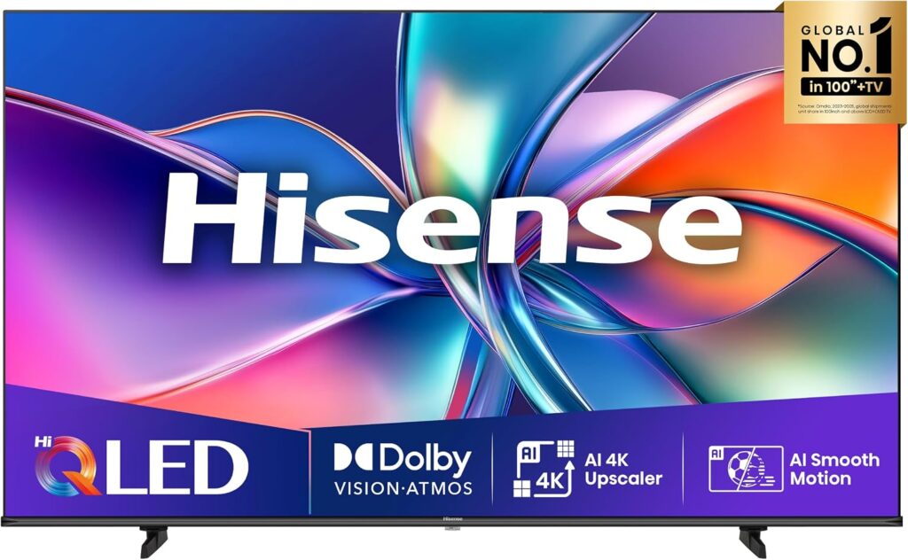Hisense 75E7Q Fehrnseher, 75 Zoll, 4K UHD QLED, Smart TV, Game Mode Plus, Filmaker Mode, Dolby Vision Atmos, HDR10, HLG, HDR Immersive, AI 4K Upscaler, Dolby MS12, DTS X, Sprachsteuerung [2025]