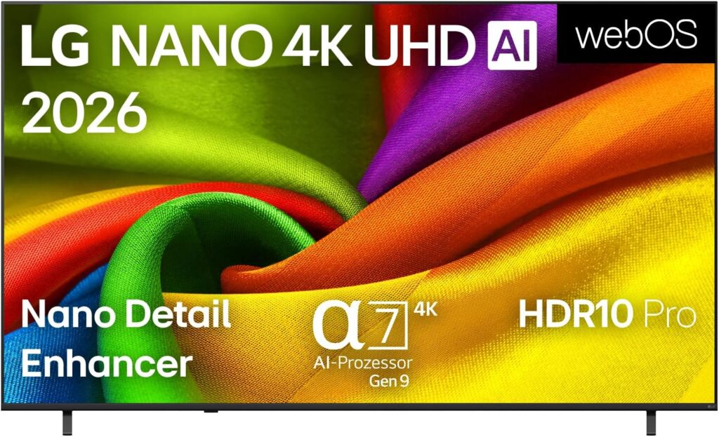 LG 55NU8E0B3LA TV 55 Zoll (139 cm) Nano 4K UHD TV (α7 Gen9 4K AI Prozessor, webOS 26, 60Hz (VRR bis zu 60Hz)) [Modelljahr 2026] [Energieklasse E]