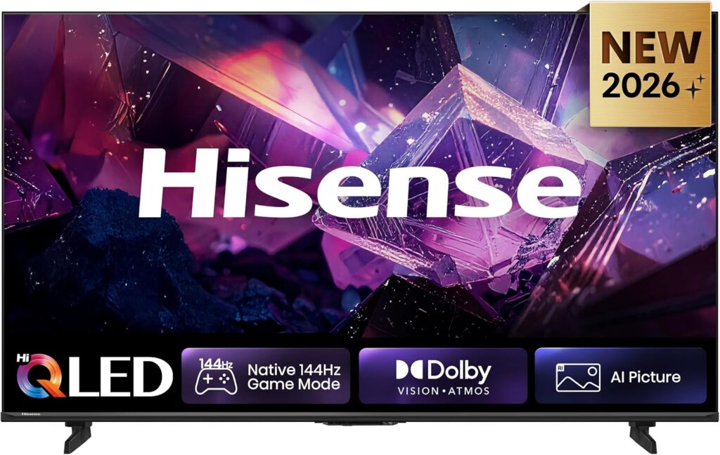 Hisense 65E7DS PRO Fernseher 65 Zoll, 4K UHD QLED, Smart TV, Hi Concerto, 144Hz Game Mode, QLED Colour, Dolby Vision, Atmos, Filmmaker, Audio, DTS Virtual, X, FreeSync Premium, 2026