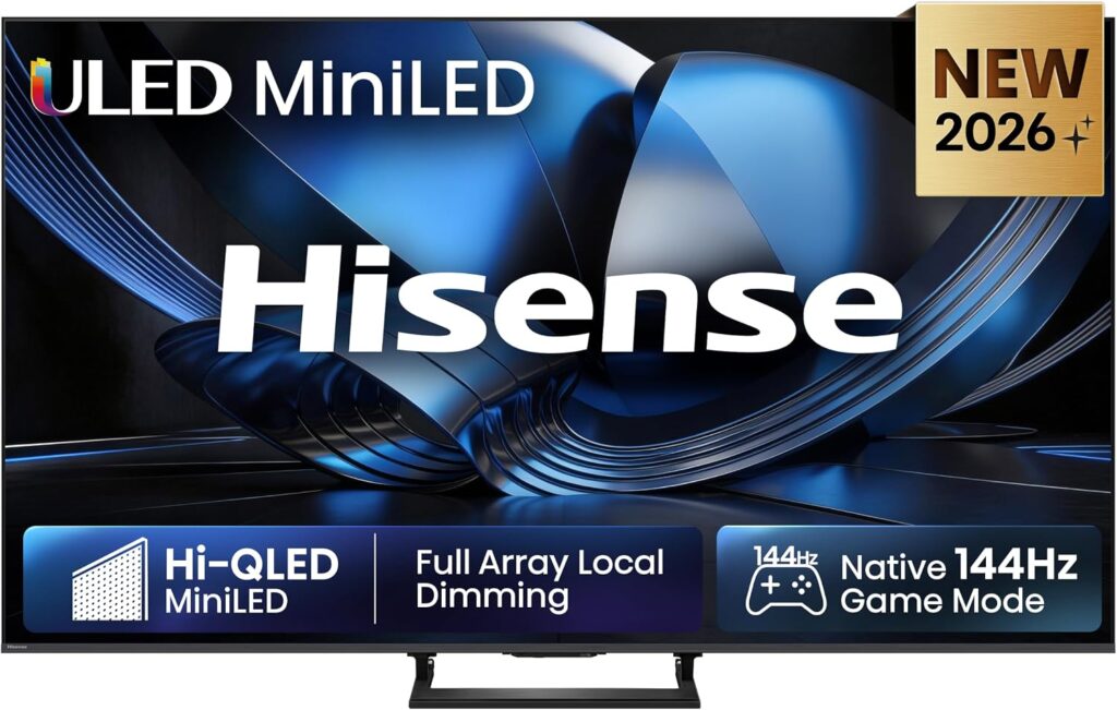 Hisense 85U7DSE Fernseher 85 Zoll, 4K UHD, Hi-QLED Mini LED, Smart TV, 144Hz, Hi-View AI Engine, IMAX Enhanced, AI Lichtsensor, Dolby Vision.Atmos, Tuned by DeVialet, FreeSync Premium Pro [2026]